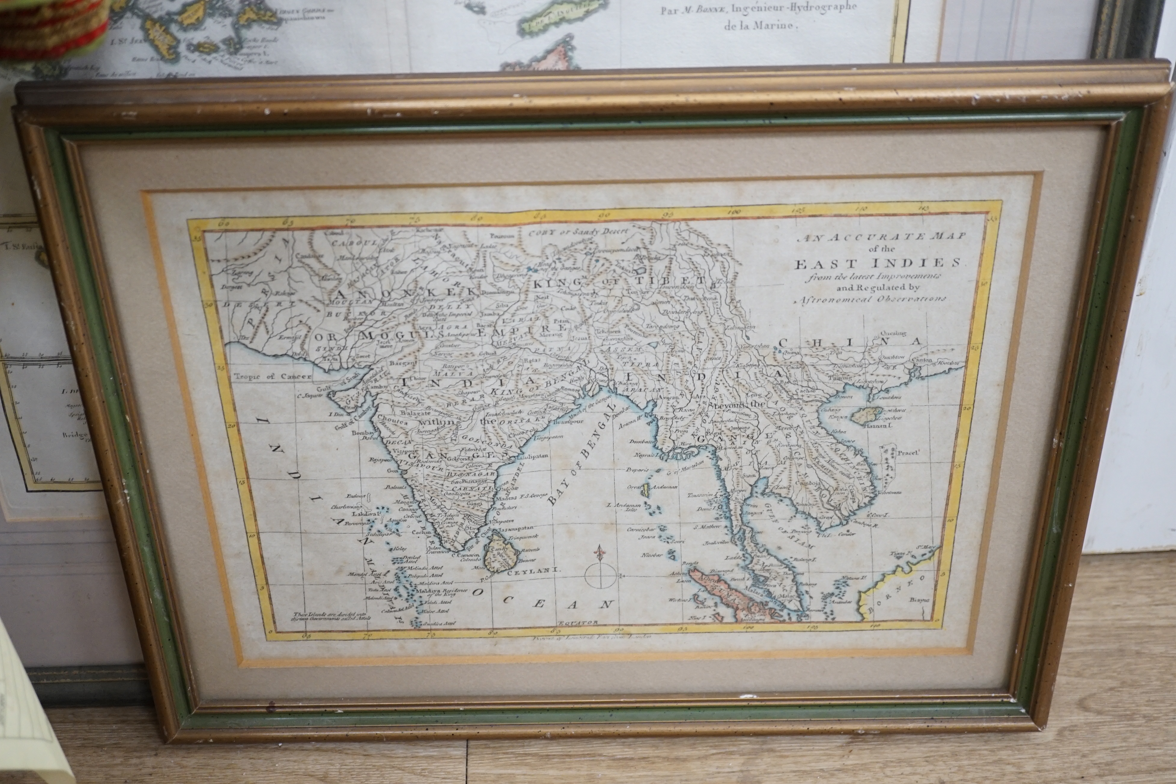 R. Bowyer publ. 1814, colour engraving, 'Cartes .. Les Isles Antilles', 25 x 35cm and two other maps of the East Indies, 20 x 29cm and Asia, 19 x 23cm